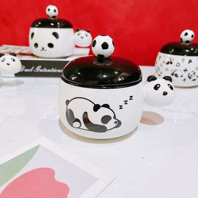 Silk Screen Printing Technieken voor Graphics Schattig Zwart en Wit Chubby Mug B2B Gift
