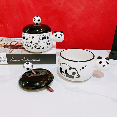 Silk Screen Printing Technieken voor Graphics Schattig Zwart en Wit Chubby Mug B2B Gift