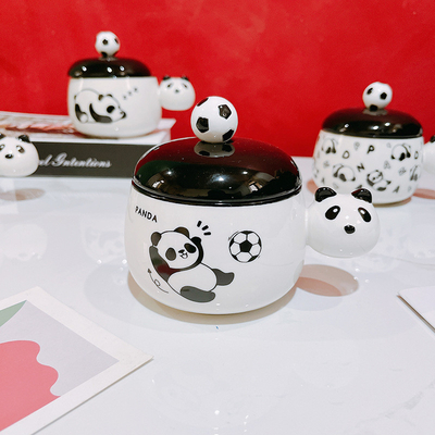 Silk Screen Printing Technieken voor Graphics Schattig Zwart en Wit Chubby Mug B2B Gift