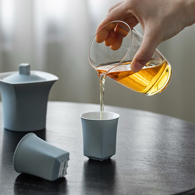 Unieke handgemaakte Chinese Beweegbare Type Cup Set Wangzi Cup Shunzi Cup Ronde Vierkante Pot
