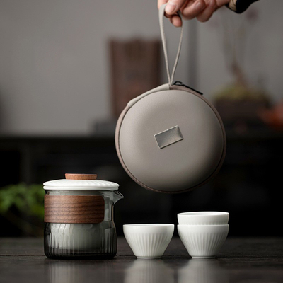 Presentatie Geschenk Set Dongli Travel Express Cup Set Draagbare Ronde Tas Een Pot Drie Cup Business Tea Set Gift