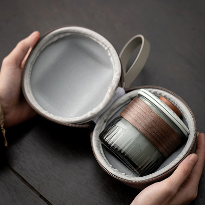 Presentatie Geschenk Set Dongli Travel Express Cup Set Draagbare Ronde Tas Een Pot Drie Cup Business Tea Set Gift