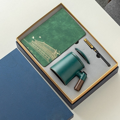 Nieuwheid Geschenken Keramische riem Gefilterde thee Afscheidingsbeker Kantoorbeker Bedrijfscadeau Set Houten handvatbeker