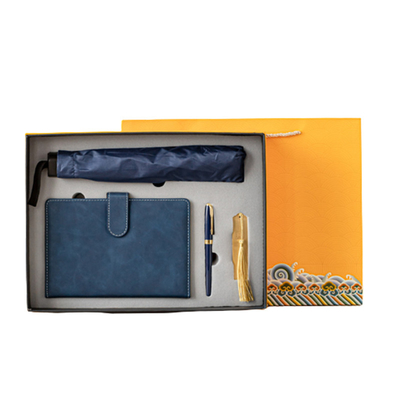 Vier stukken zakelijk cadeautje Set Notebook Pen Bookmark en paraplu met aangepast logo