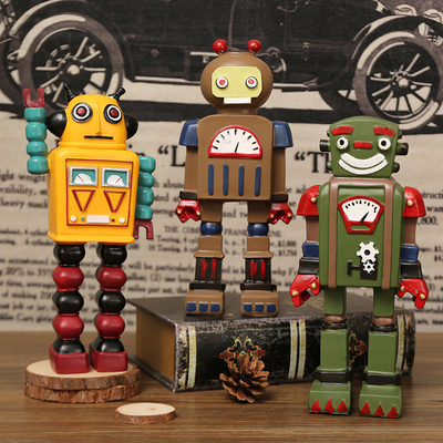 Vensterversieringen en ambachten voor Vadersdag Retro Robot Model Decoraties