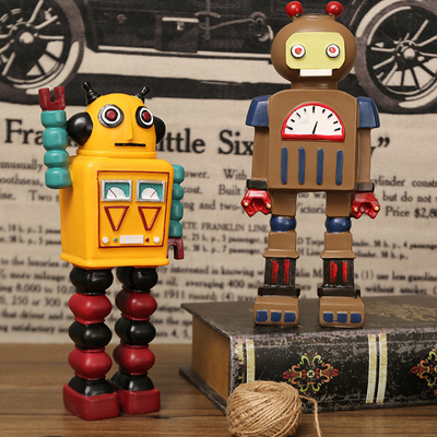 Vensterversieringen en ambachten voor Vadersdag Retro Robot Model Decoraties