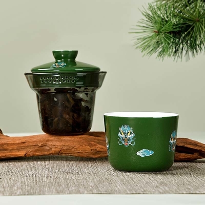 Dragon Pearl Theebollen en Mugwort Geur Theeset in een op maat gemaakte plastic doos