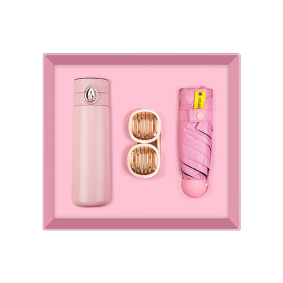 Zomer 3 stukken set Water Drop Digital Display Cup nek ventilator vouwde paraplu cadeautjes