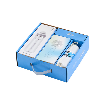 UV-printen Zomer Afspraak Geschenkdoos Lock Waterbeker Draagbare Ventilator UV Draagbare Paraplu
