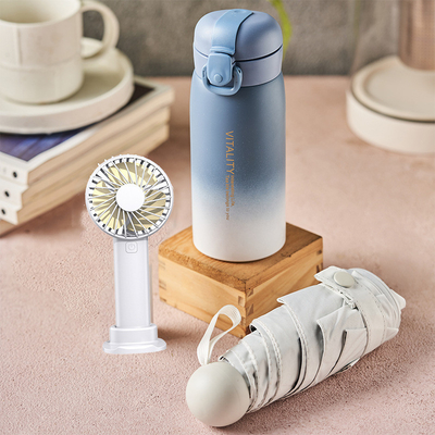 Summer Cool Set Plastic Sports Watercup Handheld Fan Capsule Paraplu als welkomstcadeau