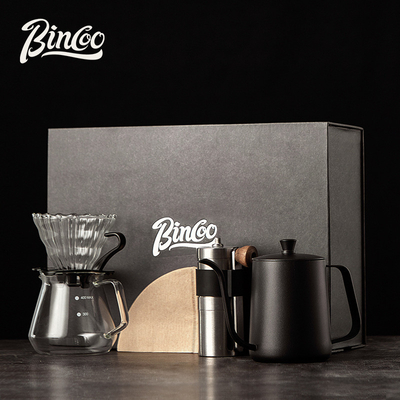 Handgemaakte koffie cadeaubon Set lange mond waterfles Filterbeker delen pot Hand Shake bonen molen Filter papieren cadeautjes