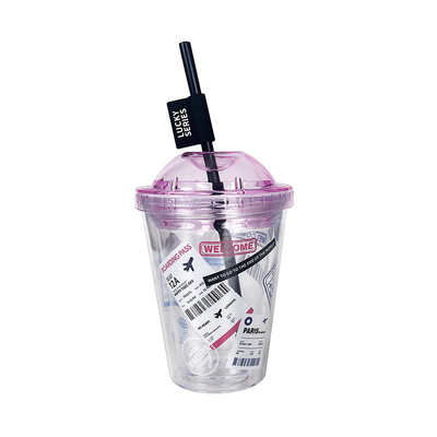 High Beauty Instagram Straw Cup Creatief Plastic Double Layer Waterbeker voor Zomercadeau