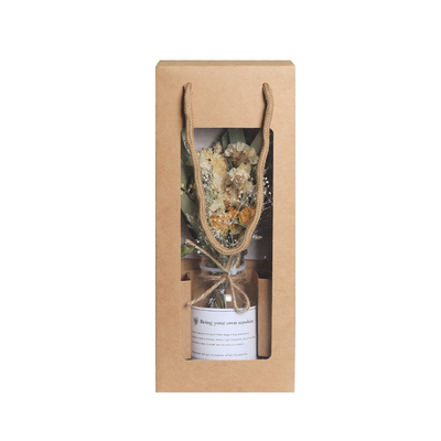 Reisbureau Delight Godin Dag cadeau anjer gedroogde bloemen boeket in glazen fles