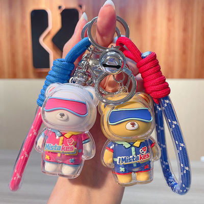 2 Kleurgraphics Printing Cool Bear Sleutelhanger Acryl pop Sleutelhanger voor kantoorproducten