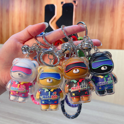 2 Kleurgraphics Printing Cool Bear Sleutelhanger Acryl pop Sleutelhanger voor kantoorproducten