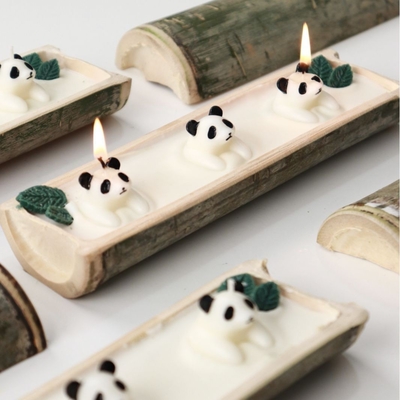 Persoonlijke bamboe kaars Goedemorgen Panda aromatherapie voor hotel- en resortgasten