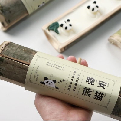 Persoonlijke bamboe kaars Goedemorgen Panda aromatherapie voor hotel- en resortgasten