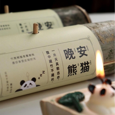 Persoonlijke bamboe kaars Goedemorgen Panda aromatherapie voor hotel- en resortgasten