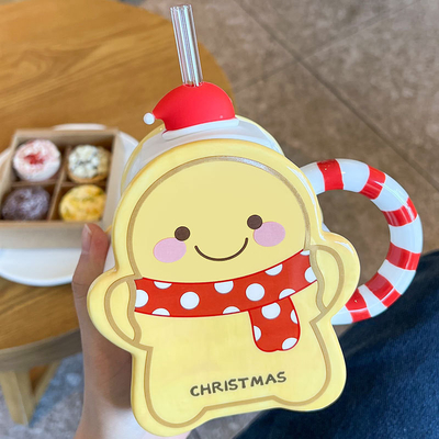 Hotel en resort kerst High Beauty Straw Cup sjaal met kleurrijke afbeeldingen