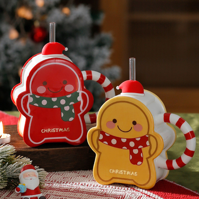 Hotel en resort kerst High Beauty Straw Cup sjaal met kleurrijke afbeeldingen