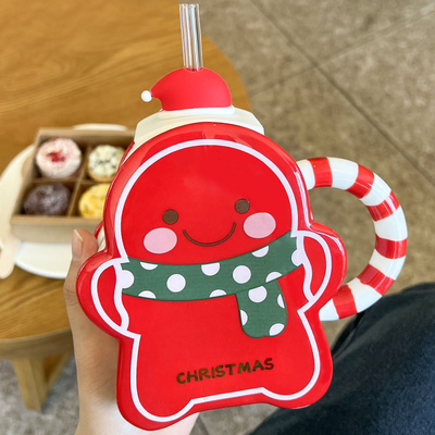 Hotel en resort kerst High Beauty Straw Cup sjaal met kleurrijke afbeeldingen
