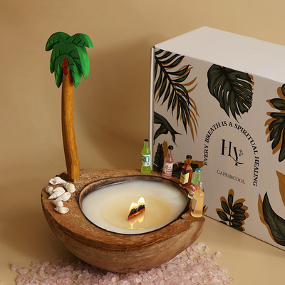 Klantenlogo Kokosmossel Aromatherapie Kaars Geschenkdoos Summer Island Geur