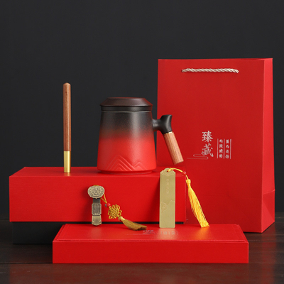 Fu Lu Storage Fast Cup Set in Draagbare Lederen Geschenkdoos Perfect voor speciale gelegenheden