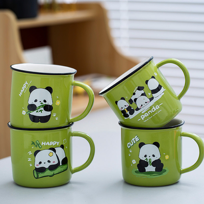 Werknemer Welzijnsgeschenk Schattig Panda Cartoon Keramische Waterbeker met UV en Kleuren Printing