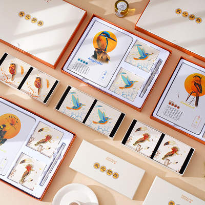 Gepersonaliseerde Good Luck Bird Gift Box Set Notebook Broches en Pen voor zakelijk cadeau geven