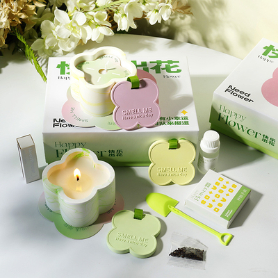 Happy Flower Art Aromatherapie Geschenkdoos met Zilk Screen Printing Leerkrachtsdag Geschenk