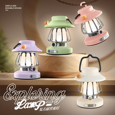 Logo van de klant Retro LED Camping Night Light Outdoor Portable Table Light en Pendant Light Activiteit Gift