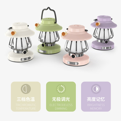 Logo van de klant Retro LED Camping Night Light Outdoor Portable Table Light en Pendant Light Activiteit Gift
