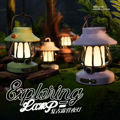 Logo van de klant Retro LED Camping Night Light Outdoor Portable Table Light en Pendant Light Activiteit Gift