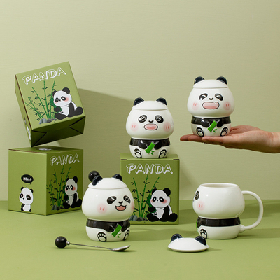 Gebruik Scenario's Bedrijfscadeaux Schattige Cartoon Panda Keramische beker voor mokbedrijven