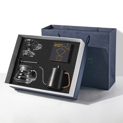 Koffietoestellen Geschenkdoos 5 stukken Set met met de hand gebrouwen Pot Filter Cup Sharing Pot Thermometer en Filter Paper