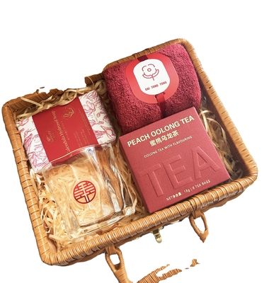 Zes stukken uitstekende Wicker Woven Basket trouwdag verjaardag cadeau set voor gasten Opening