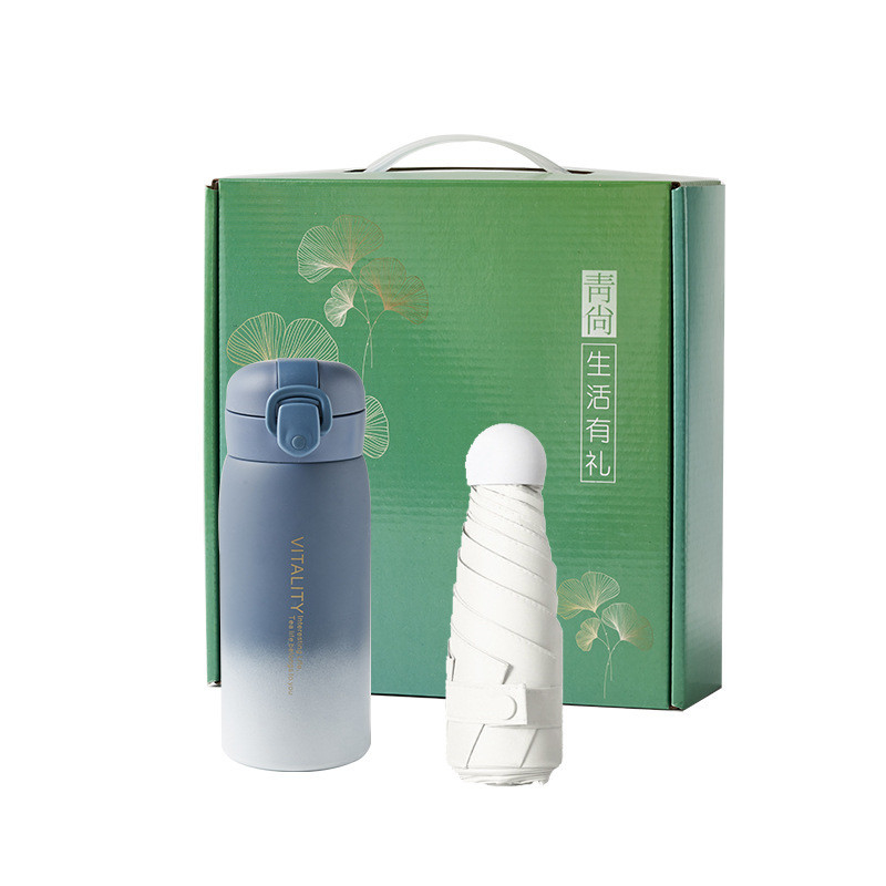 Werknemerwelzijnsgeschenkstel Bedrijfsgeschenkstel van twee stukken met aangepast logo en geïsoleerde bekers