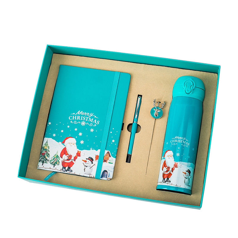 Kerstcadeau doos Set van 4 Notebook Bookmark Pen Thermos UV Printing 1 Kleurgraphics