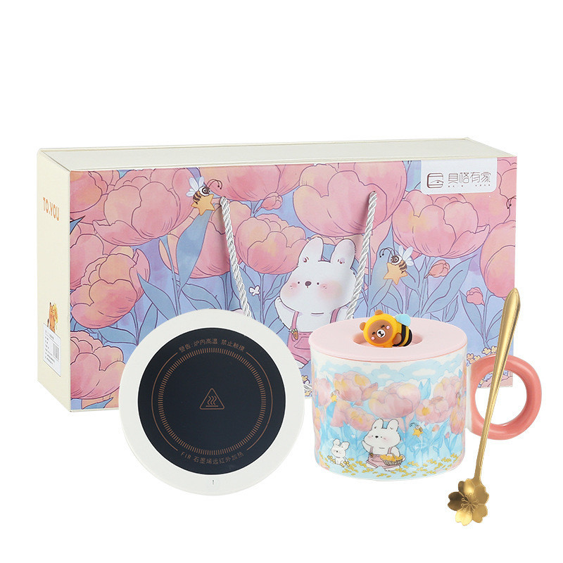 Landbouw Doel Creative Gift Set Warme bekers met deksels Schattige keramische mokken en cadeautjes