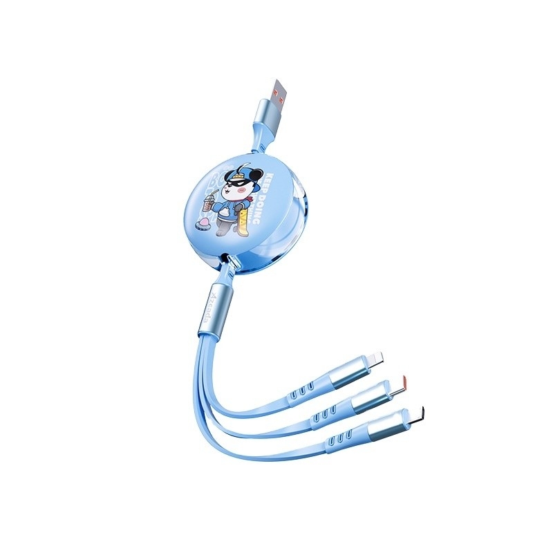 Space Bear 1 tot 3 snel oplaadbare telescopische kabel compatibel met verschillende merken