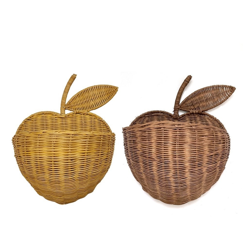 Zilkschermprinten Handgemaakte rotan geweven appelschuurmandje voor thuisorganisatie