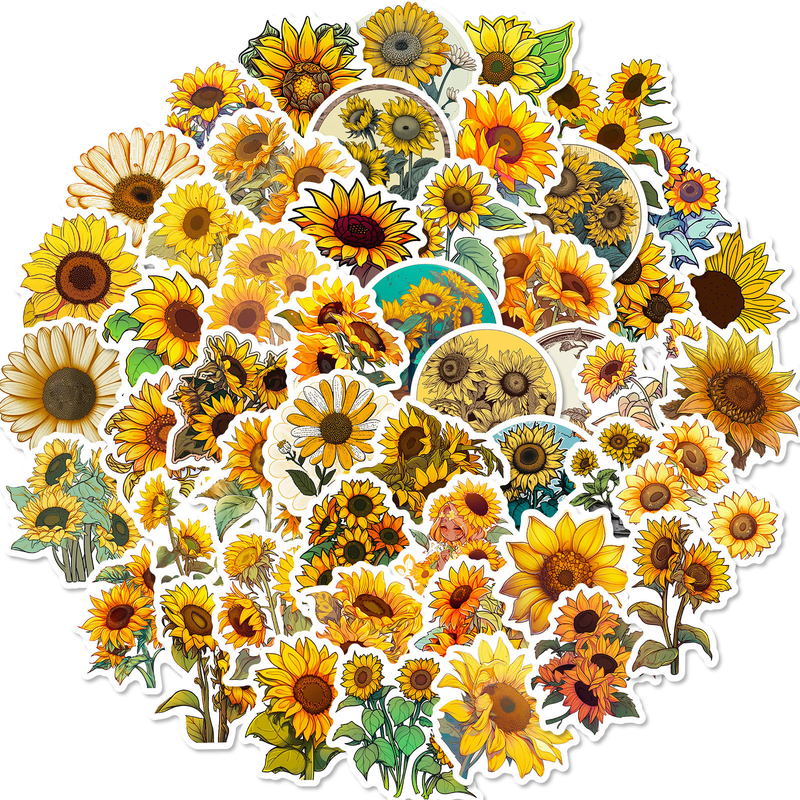 Creatieve zonnebloem gezwollen stickers voor kinderpapierbox Decoratie kaart nr. 0202