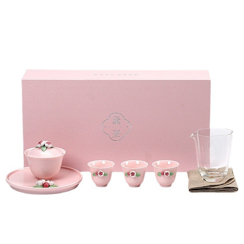 Bloem Taal Roze Keramische Theeset Perfect Geschenk voor de Tijd van de Vrouwen op de Dag van de Godin