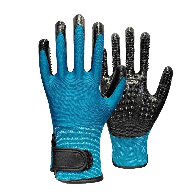 Huisdierenhaarverwijder Handschoenen met metalen tips Blauwe massage Schoonmaken en verwijderen van drijvend haar