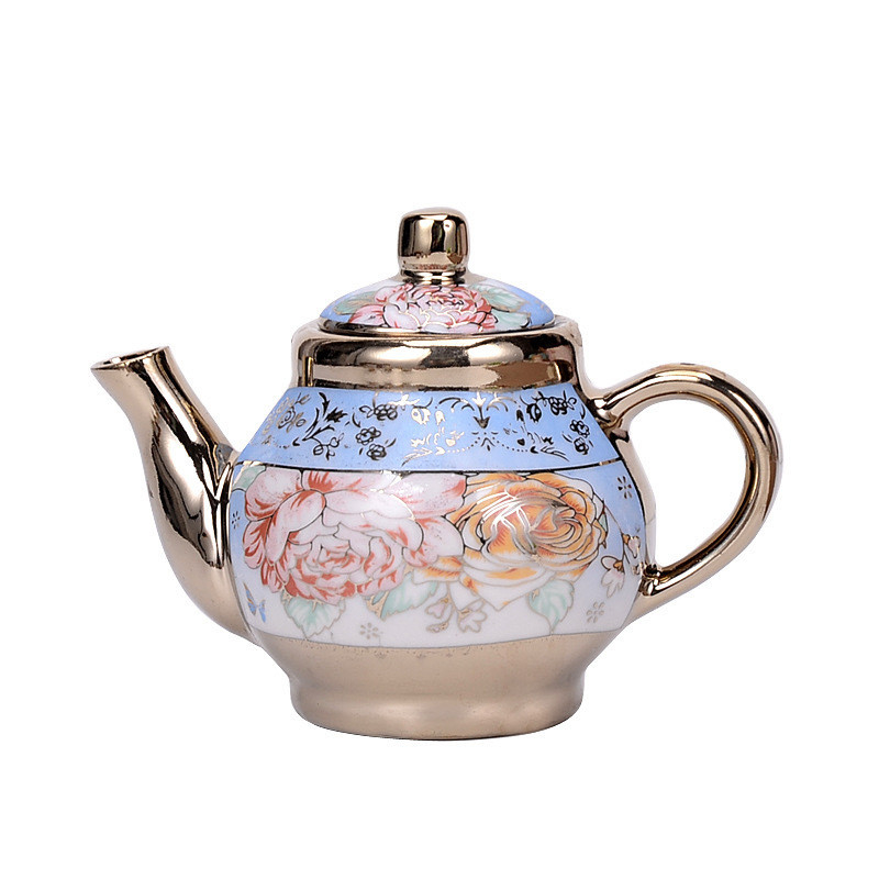 Seramische set met zijde-scherm, in Europese stijl, met vergulde koffiekop en schotel