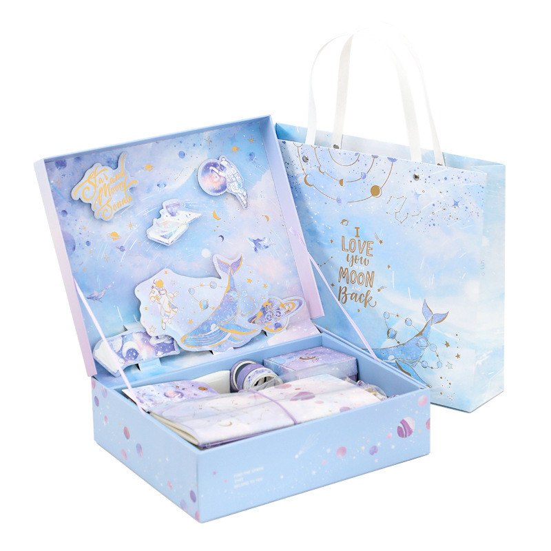 Blauwe tekenfilm 3D cadeaubon set ideaal voor studentenprijzen en cadeautjes met schattig ontwerp