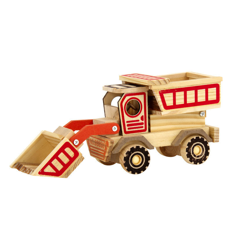 Reisbureau Decor Essentiële handgemaakte houten bulldozer model met 2 kleuren print