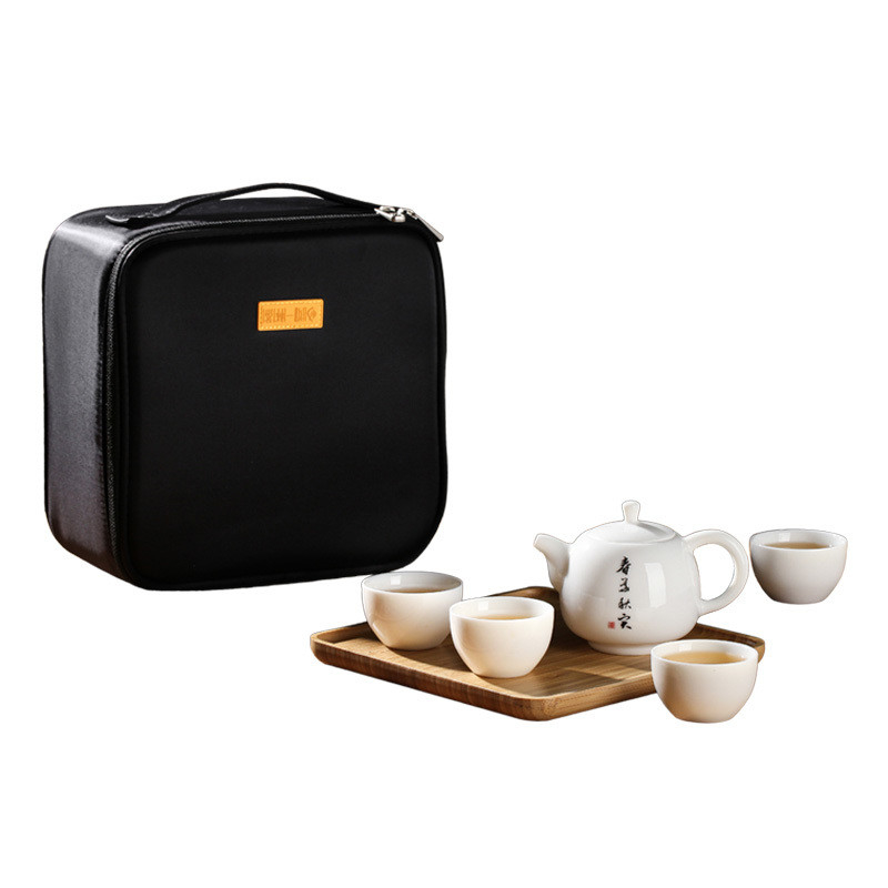Elegant Dragon Boat Festival Souvenir Draagbare theeset met potkoppen Tray Handdoek en tas