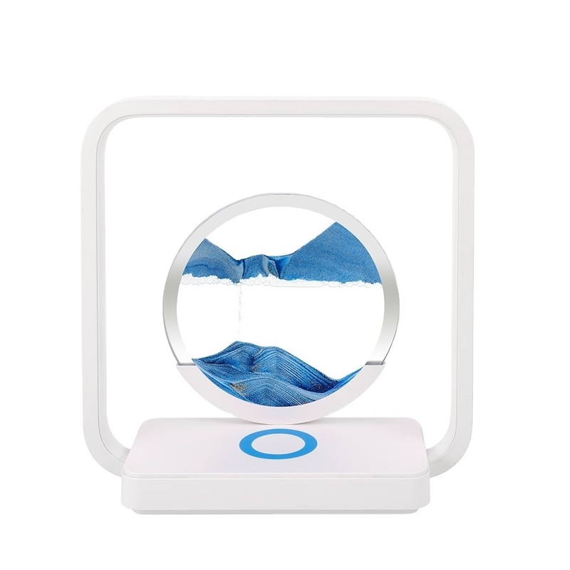 Draadloos opladen LED licht USB Touch 3 kleur stroomend zand schilderen tafellamp voor uniek cadeau