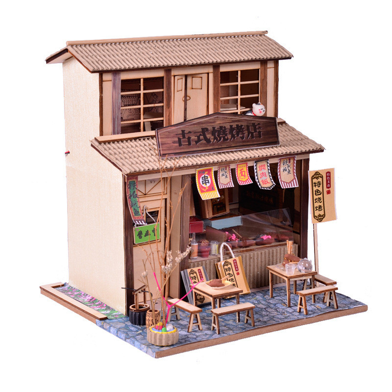 Hotel &amp; Resort Chinese stijl Retro DIY Cottage Barbecue Shop zolder Assembly Model Creatieve handgemaakte cadeautjes